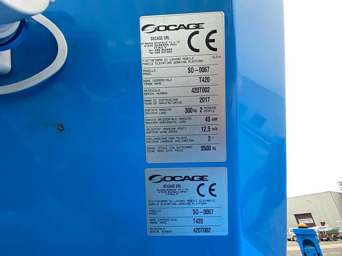 Gebruikt Socage T420, Auto Hoogwerker, Nissan, 20 m.