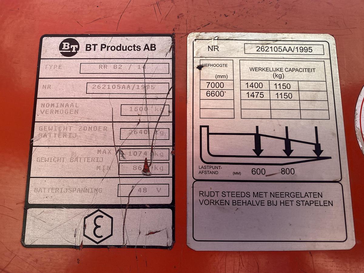 Gebruikt 1995 BT RR B2 / 14 Reachtruck, 7 meter