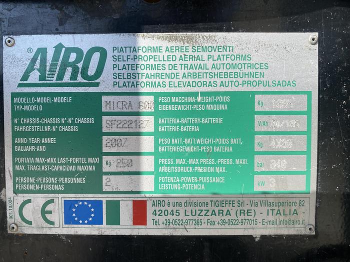 Gebruikt 2007 Airo Micra 600, Schaar hoogwerker, 8 meter