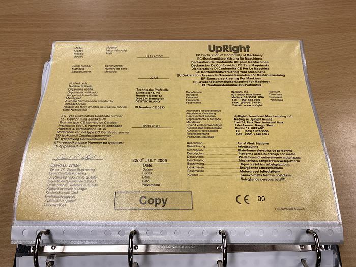 Gebruikt 2004 UpRight UL25 D/C, eenpersoons hoogwerker, 10 meter