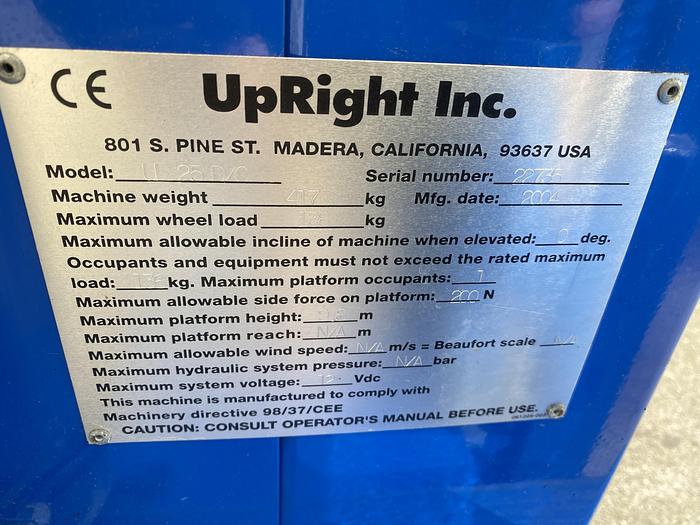 Gebruikt 2004 UpRight UL25 D/C, eenpersoons hoogwerker, 10 meter