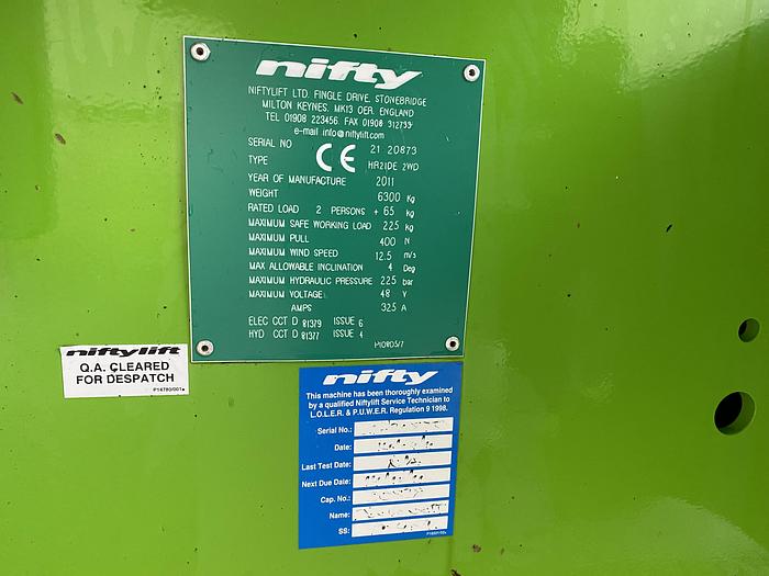 Gebruikt 2011 Niftylift HR21DE, Hoogwerker 21 meter, Diesel + Accu, Bi energy