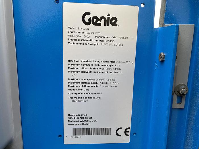 Gebruikt 2001 Genie Z34/22N, Hoogwerker, 12,5 meter