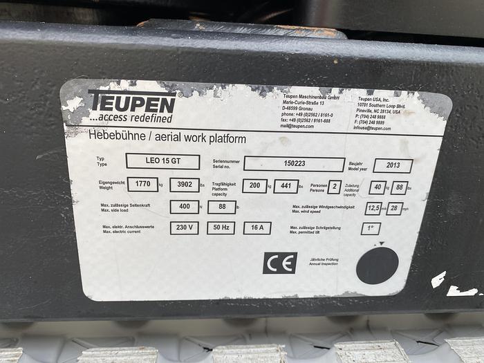 Gebruikt 2013 Teupen LEO 15 GT, Spin Hoogwerker