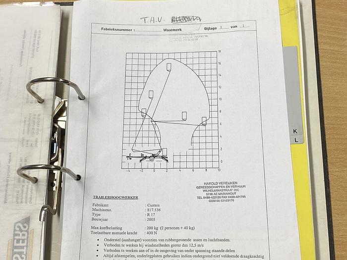 Gebruikt 1999 Custers R17, Aanhangwagen hoogwerker, 17 meter