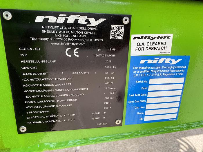 Gebruikt 2019 Niftylift 150 TACE, Aanhanger hoogwerker, 15 meter