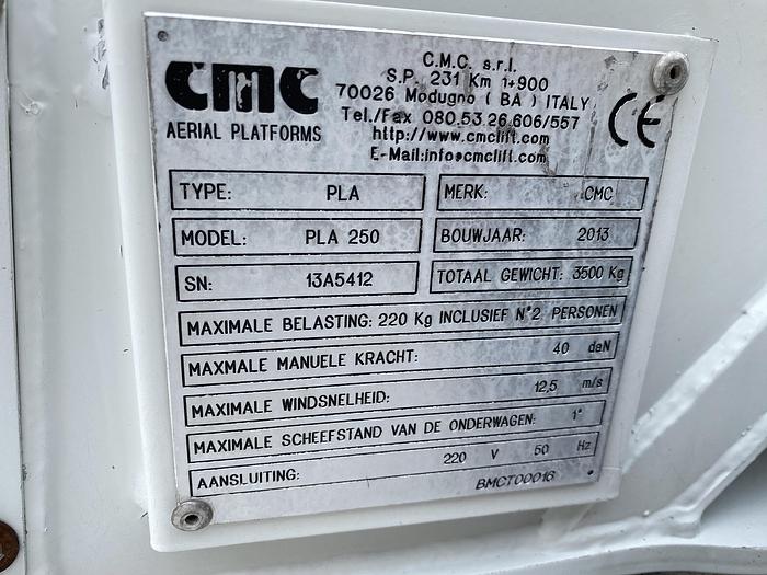 Gebruikt 2013 CMC PLA 250, Auto hoogwerker