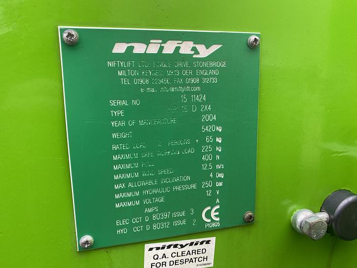Gebruikt 2004 Niftylift HR 15 D, Hoogwerker, 15 meter