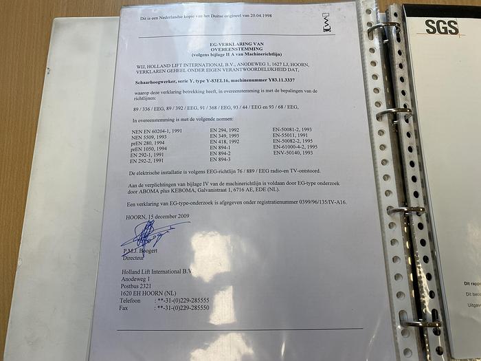 Gebruikt 1998 Holland Lift Monostar Y83EL16, schaar hoogwerker, 10 meter