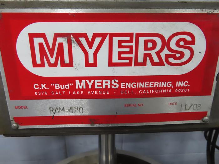 Used MYERS HYDRAULIC RAM DISCHARGE PRESS