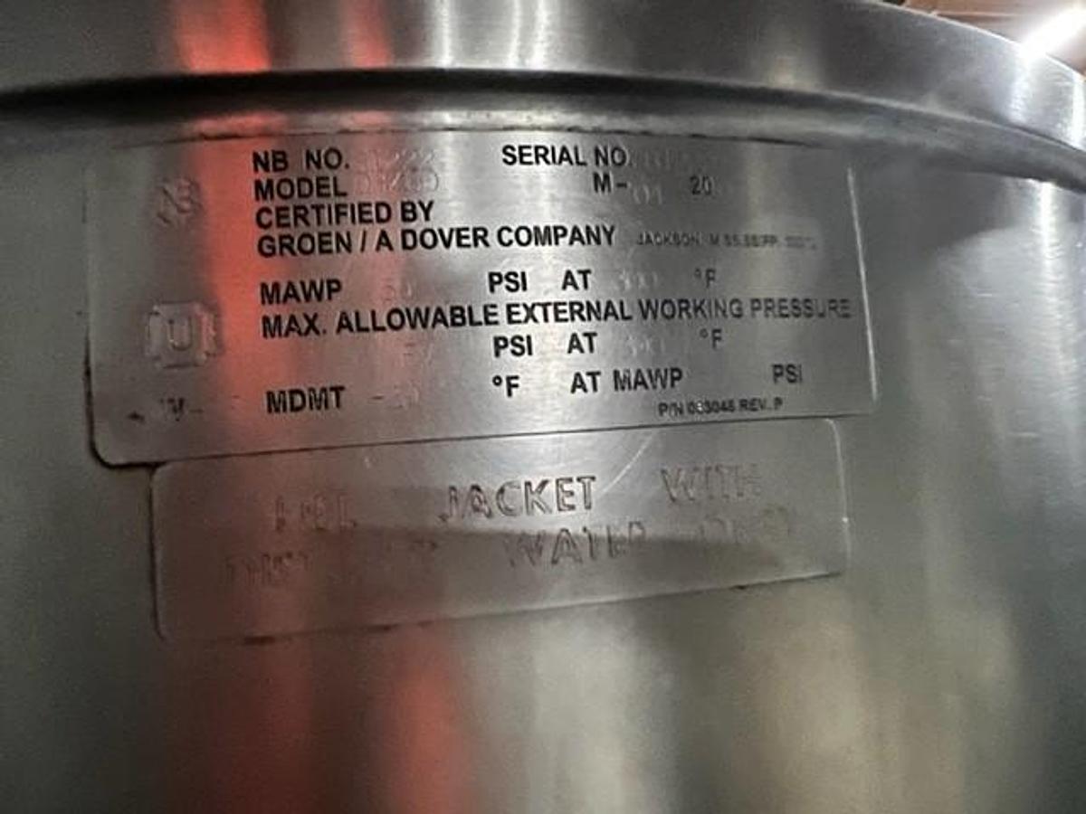 Used Kettle, 60 Gallon, S/st, Jkt, Groen, Mdl DY-60-SP, Tilt, #S744565