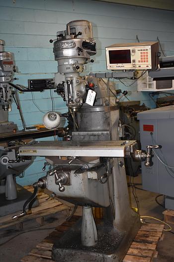Used 1 HP BRIDGEPORT "12/BR" J-HEAD VERTICAL MILL w/DIGITAL READOUTS