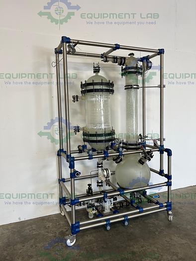 Used QVF 50 Liter Glass Reactor / Mobile Gas Scrubber w/ Coil Condenser