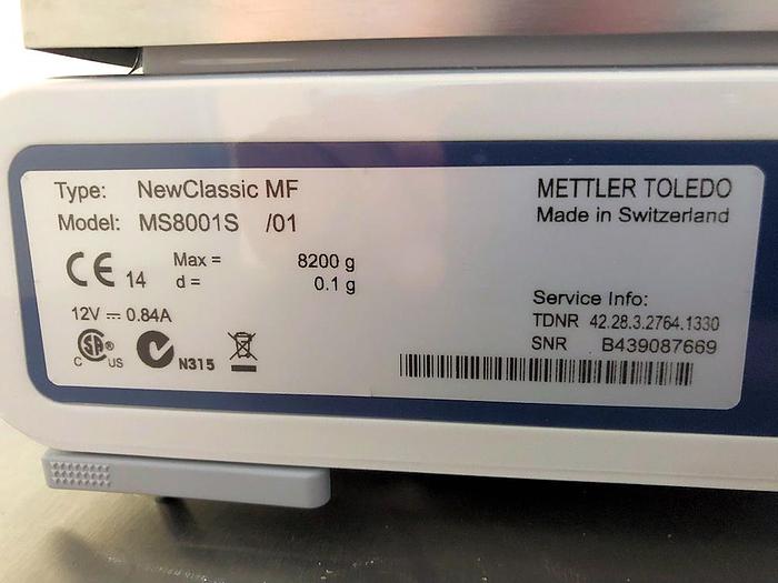 Used R 15822 E - Balance METTLER TOLEDO MS8001S/01 - Precision