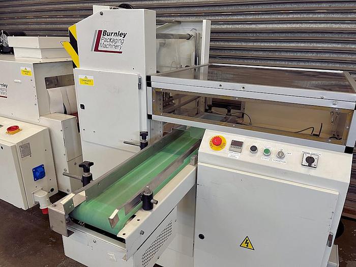 Used O 15886 E - Sleeve Wrapper + Shrink Tunnel Burnley SW 500 / PE 500