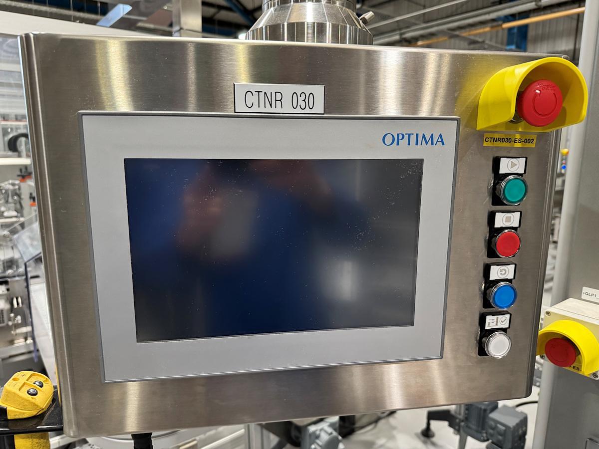 Used J 13000 E - Liquid Filling, Closing and Packaging Line GRONINGER DFV 4005 / MCS 202L / OPTIMA CMF