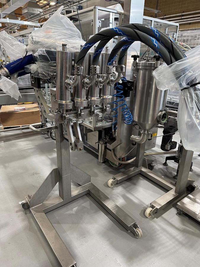 Used J 13000 E - Liquid Filling, Closing and Packaging Line GRONINGER DFV 4005 / MCS 202L / OPTIMA CMF