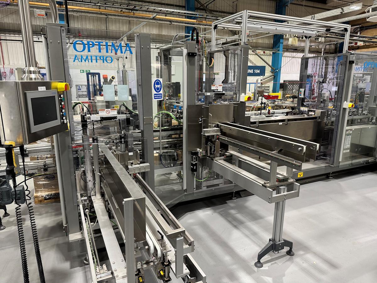 Used J 13000 E - Liquid Filling, Closing and Packaging Line GRONINGER DFV 4005 / MCS 202L / OPTIMA CMF