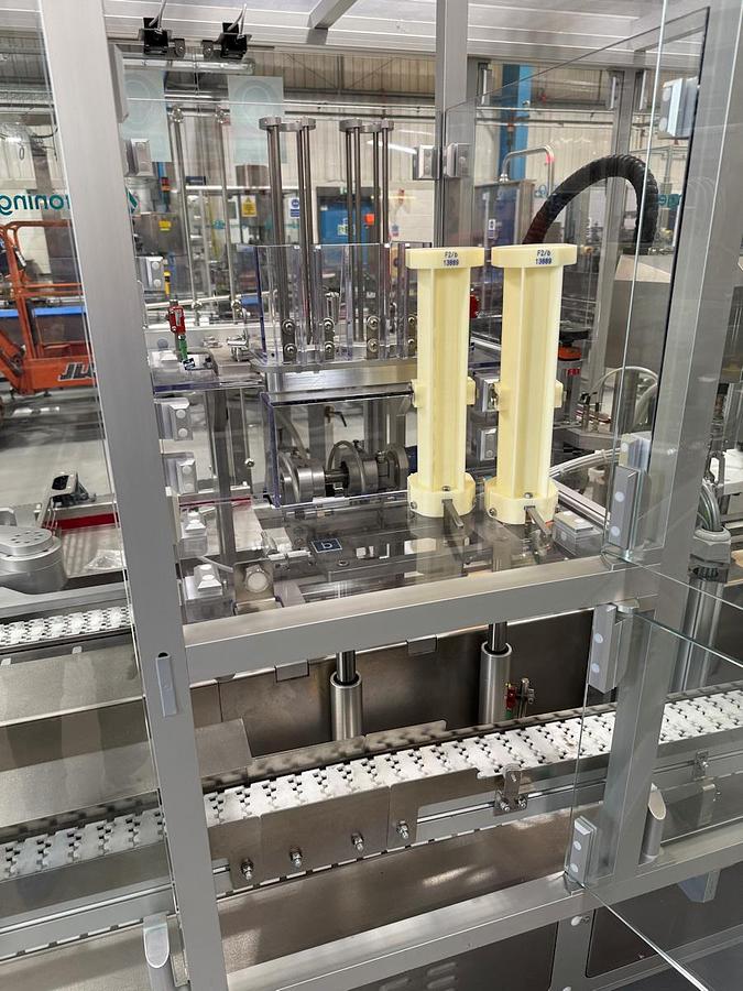 Used J 13000 E - Liquid Filling, Closing and Packaging Line GRONINGER DFV 4005 / MCS 202L / OPTIMA CMF