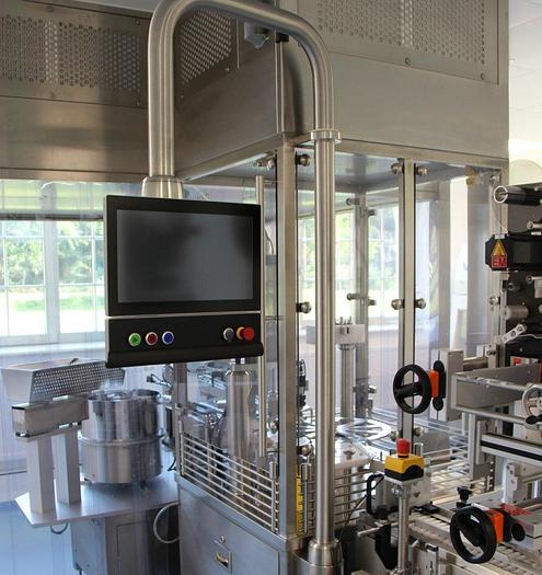 Used J 16512 D - Filling and Closing Line with labelling machine ZELLWAG Z-110 S