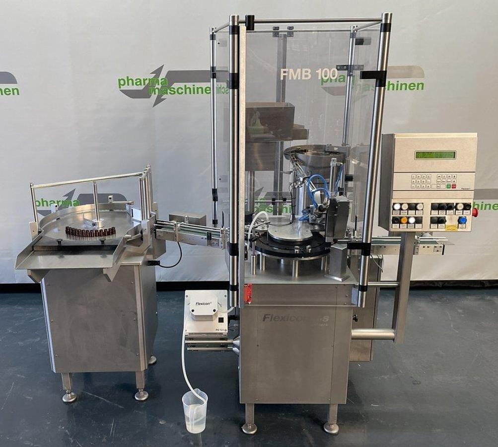 Used J 16959 D - Liquid Filler - Screw Capper for Vials FLEXICON FMB 100