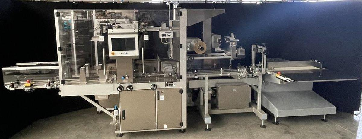 Used O 17302 D - full wrapping machine with PEWO-COLLECT grouping table PESTER PEWOFOLD 2