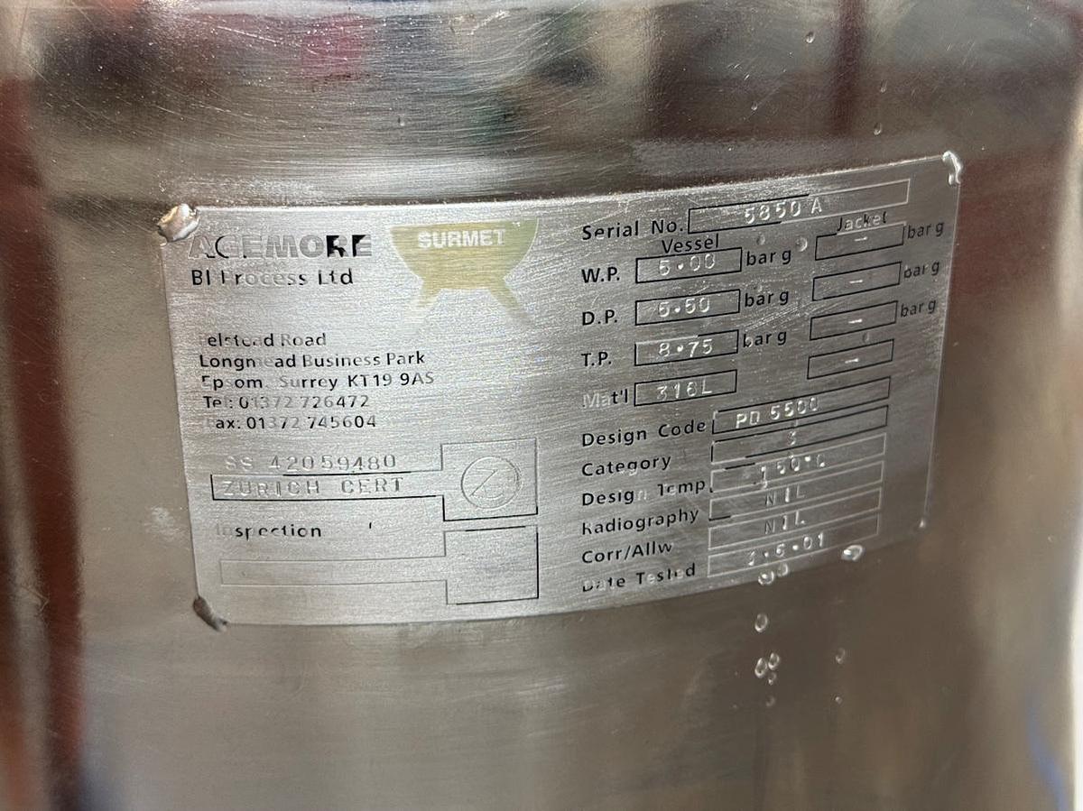 Used X 17298 E - Liquids Mixing Vessel 50 L BI Process