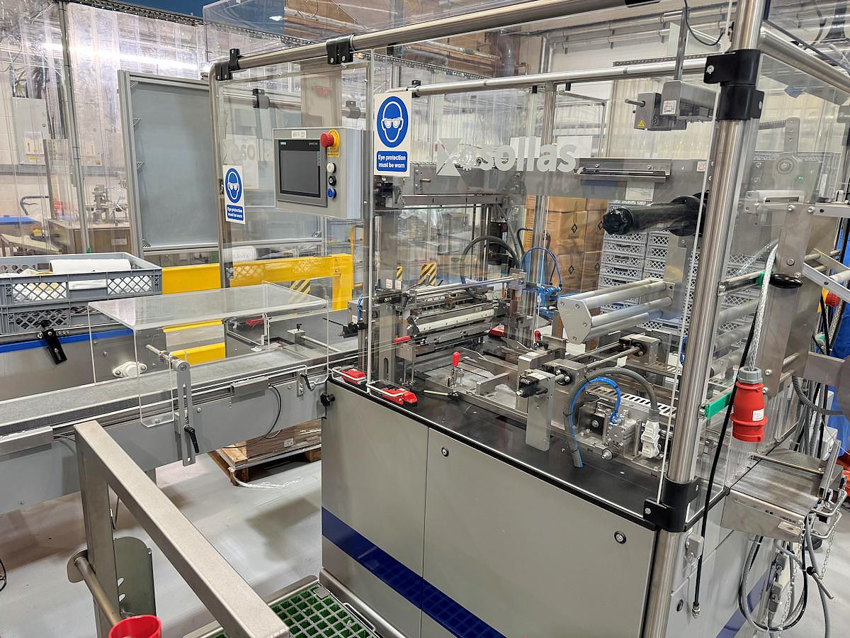 Used O 13001 E - Overwrapper SOLLAS SX80 with Carton Collator