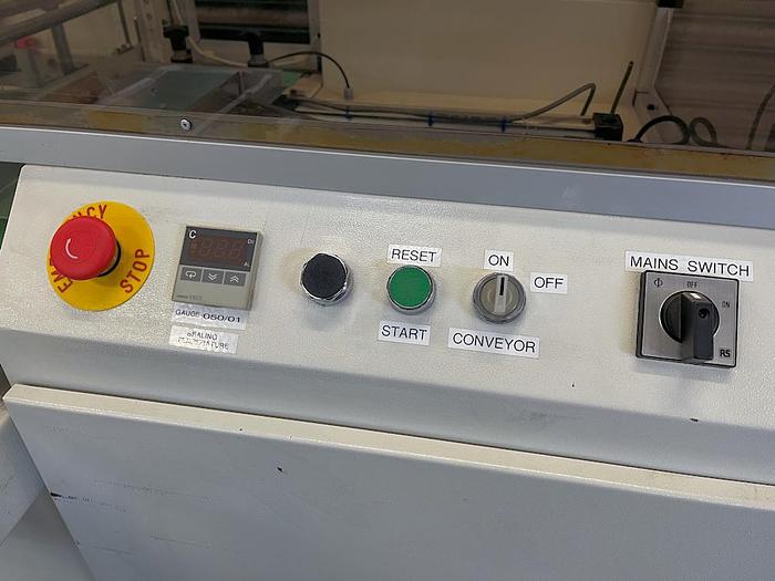 Used O 15886 E - Sleeve Wrapper + Shrink Tunnel Burnley SW 500 / PE 500