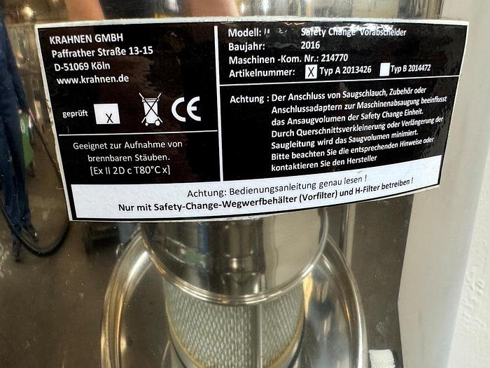 Used S 16324 E - ATEX Dust Extractor Krahnen Safety Change 22 SKS EX