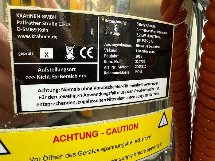 Used S 16324 E - ATEX Dust Extractor Krahnen Safety Change 22 SKS EX