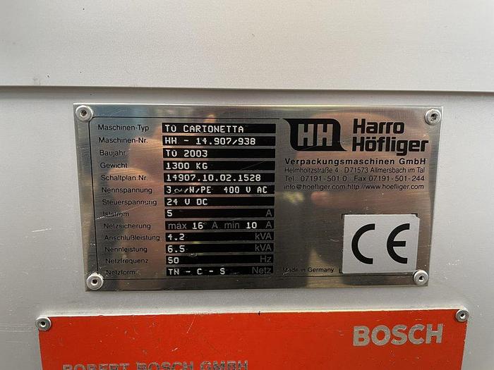 Used N 16198 D - Cartonetta Cartoning machine BOSCH / HARRO HÖFLIGER
