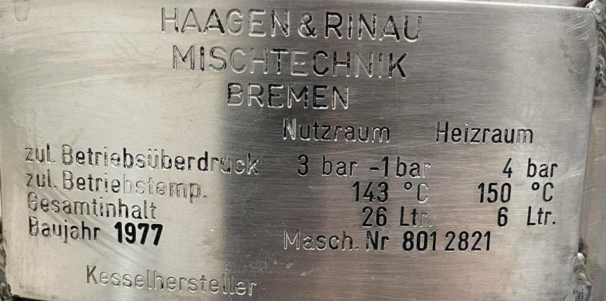 Used B 16961 D - Ointment Process Plant HAAGEN + RINAU UNIMIX SR 15