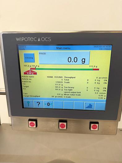 Used R 16029 E - CHECKWEIGHER WIPOTEC OCS HC For Vials / Bottles / Jars