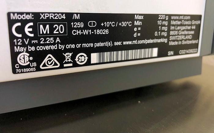 Used R 15825 E - Analytical Balance METTLER TOLEDO XPR204/M