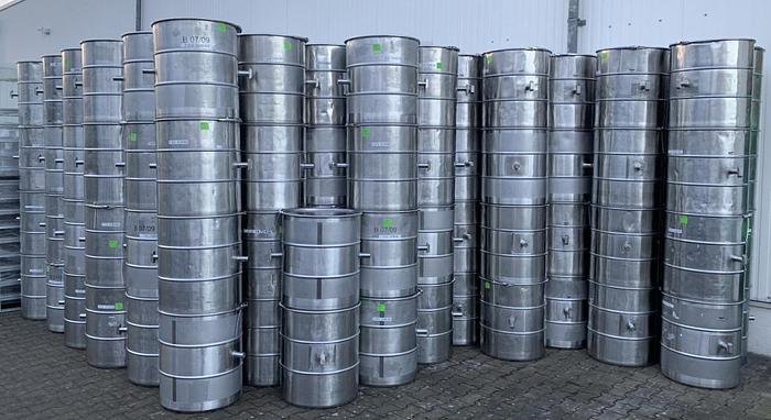 Used X 15307 D - Stainless Steel Drums MÜLLER with Lid 150 litres