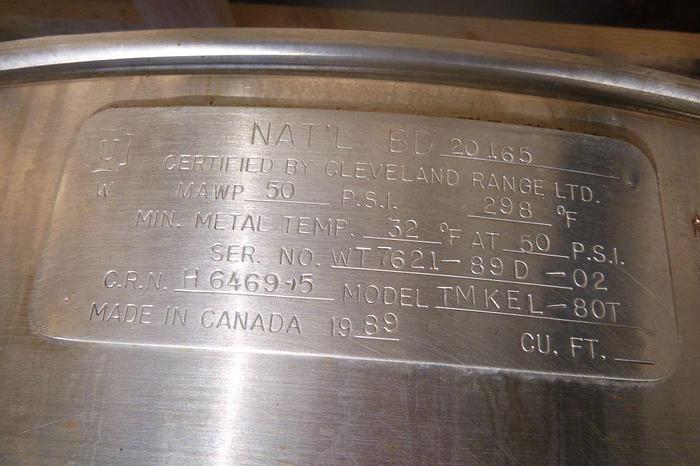 Used Kettle, (2) 80 Gallon, S/st, Jkt, Agit, Cleveland, Tilt, #S744099