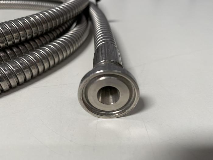 Used Stainless Steel 108" Flexible Braided Hose w/ 1/2" Sanitary Fittings & 1/4" NPT