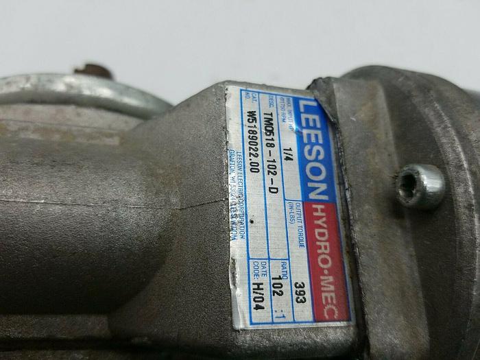 Used Leeson CM3D22N2-B, TM0518-102-D 90V DC 1/4 HP with gearbox