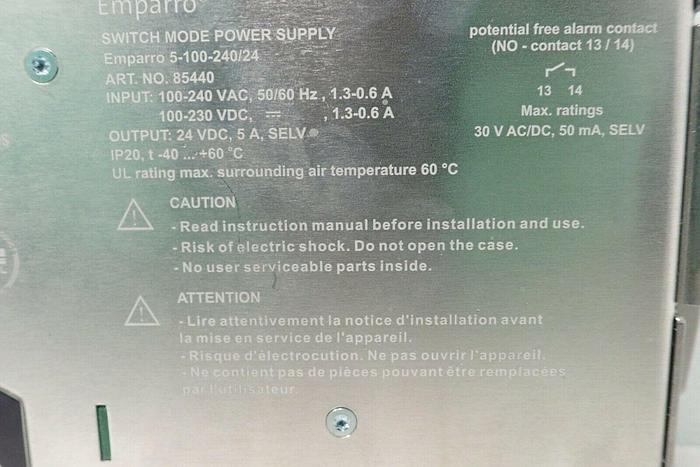 Used Murr Elektronik Emparro 5-100-240/24 85440 Switch Mode Power Supply