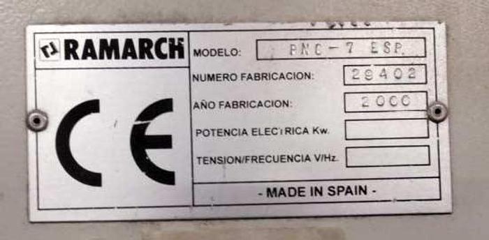 Used 2000 Ramarch Spain RAMARCH PNC 7 perforated plate press