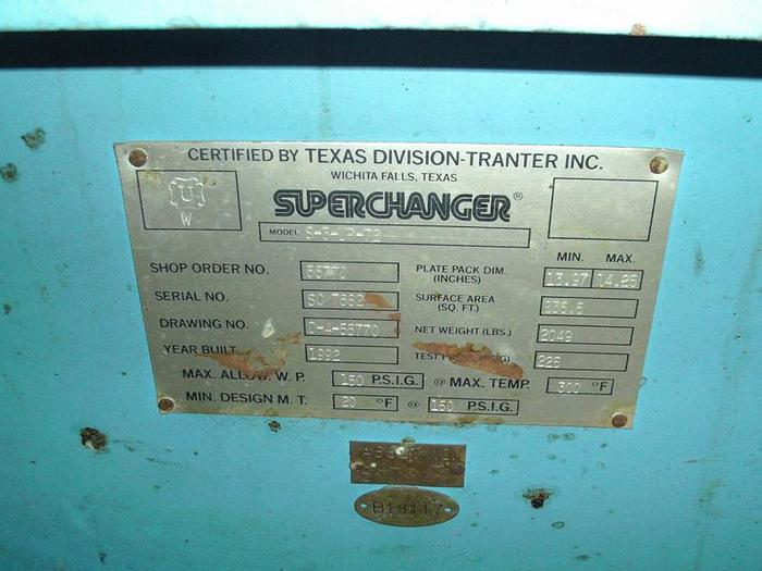Used Used Superchanger 236.6 square feet stainless steel plate heat exchanger