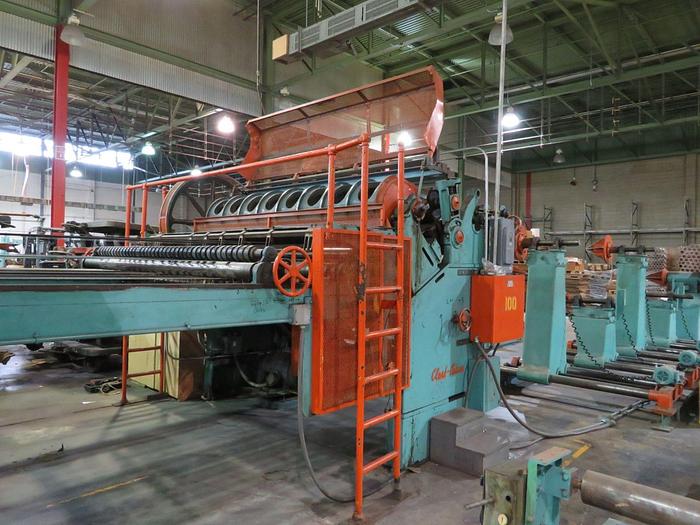 Used 100" CLARK AIKEN SINGLE ROTARY KNIFE SHEETER W/ SHAFTLESS UNWINDS