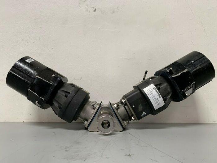 Used 2 ITT Sherotec 3-way Stainless Steel Valve w/ Position Monitors & 2" Fittings