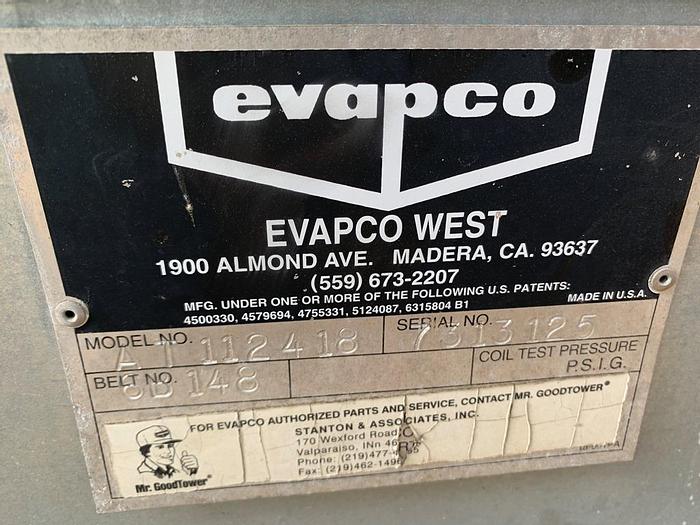 Used Refrig, Cooling Tower, 518 T, Evapco, S/ST, Mdl AT112-418, A #S743190