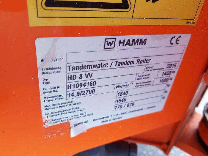 Used 2016 HAMM HD8