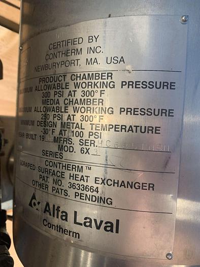 Used Votator, 6" x 36", Triple Barrel, 316 S/st, Alfa Laval, Contherm #C744219