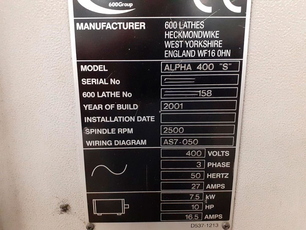 Used Harrison ALPHA 400 S - CNC Lathe - 2001