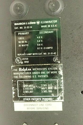 Used Bausch & Lomb 31-32-14 Balplan Microscope w/ (2) 10X WF Eyepieces, Condenser