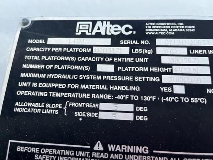 Used C55751 Altec L42-MH 47ft Bucket Boom on 2013 International 4300